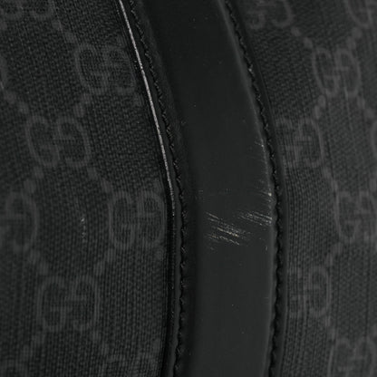 Soft GG Supreme Monogram Appia Calfskin Web Large Carry On Duffle Bag Black Grey
