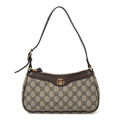 GG Supreme Monogram Textured Dollar Calfskin Small Ophidia Hobo Beige Ebony New Acero
