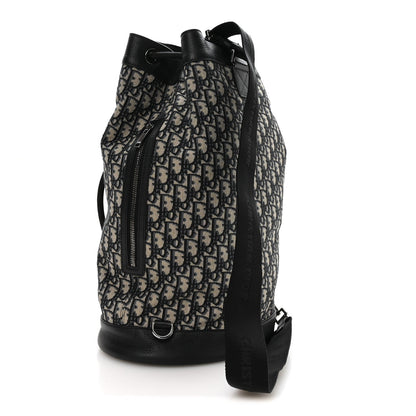 Oblique Convertible Drawstring Sling Bucket Backpack Black Multicolor Black Multicolor