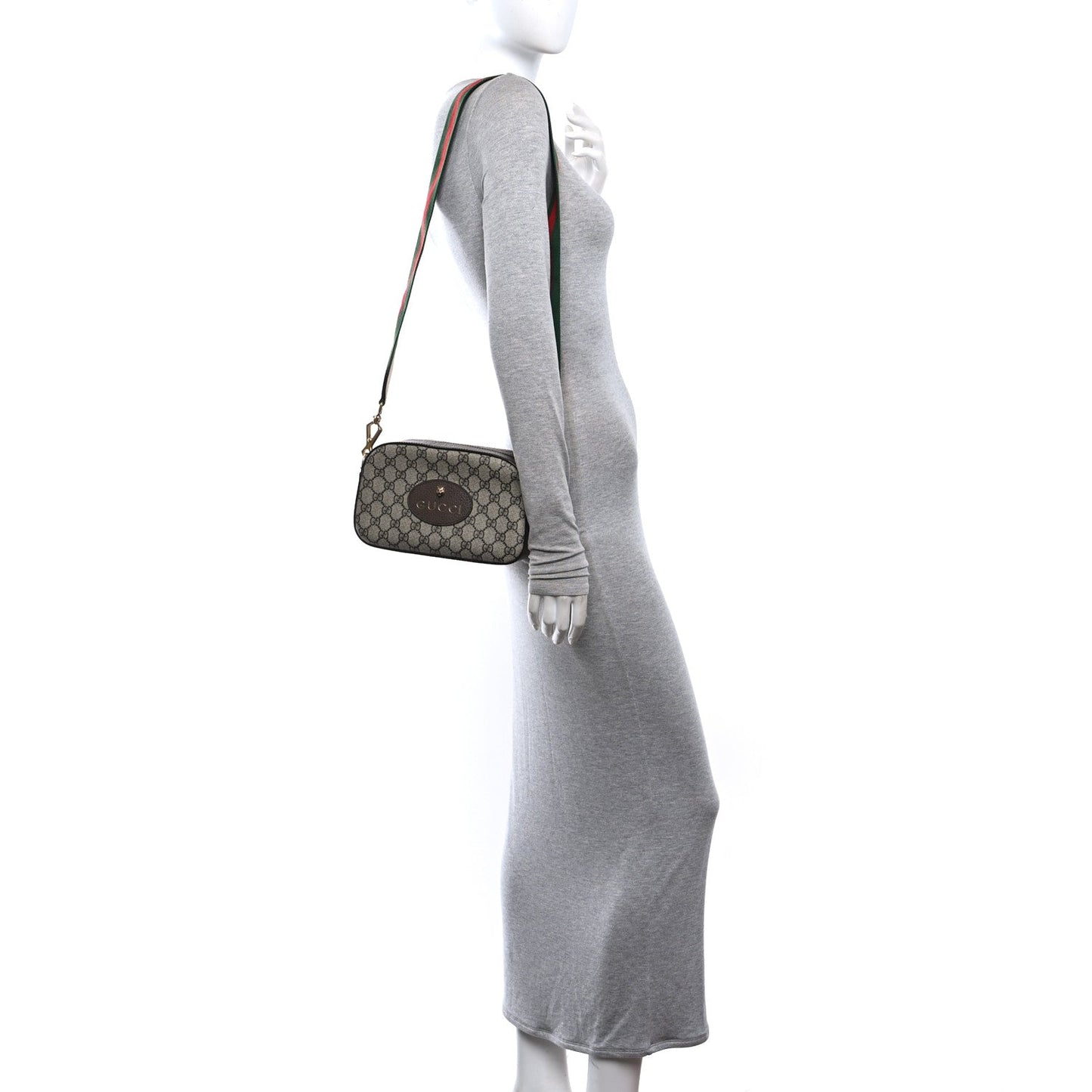 GG Supreme Monogram Web Neo Vintage Shoulder Bag Beige New Acero Crop