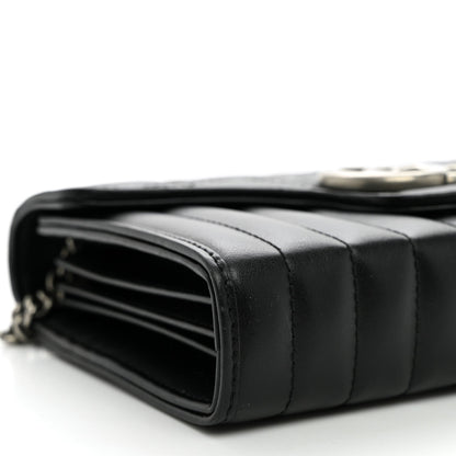 Calfskin Matelasse Aria GG Marmont Chain Wallet Black