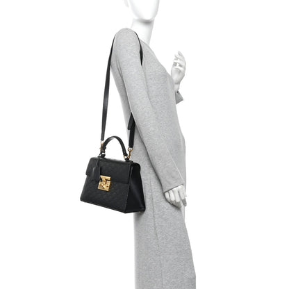 Guccissima Signature Small Padlock Top Handle Bag Black Black