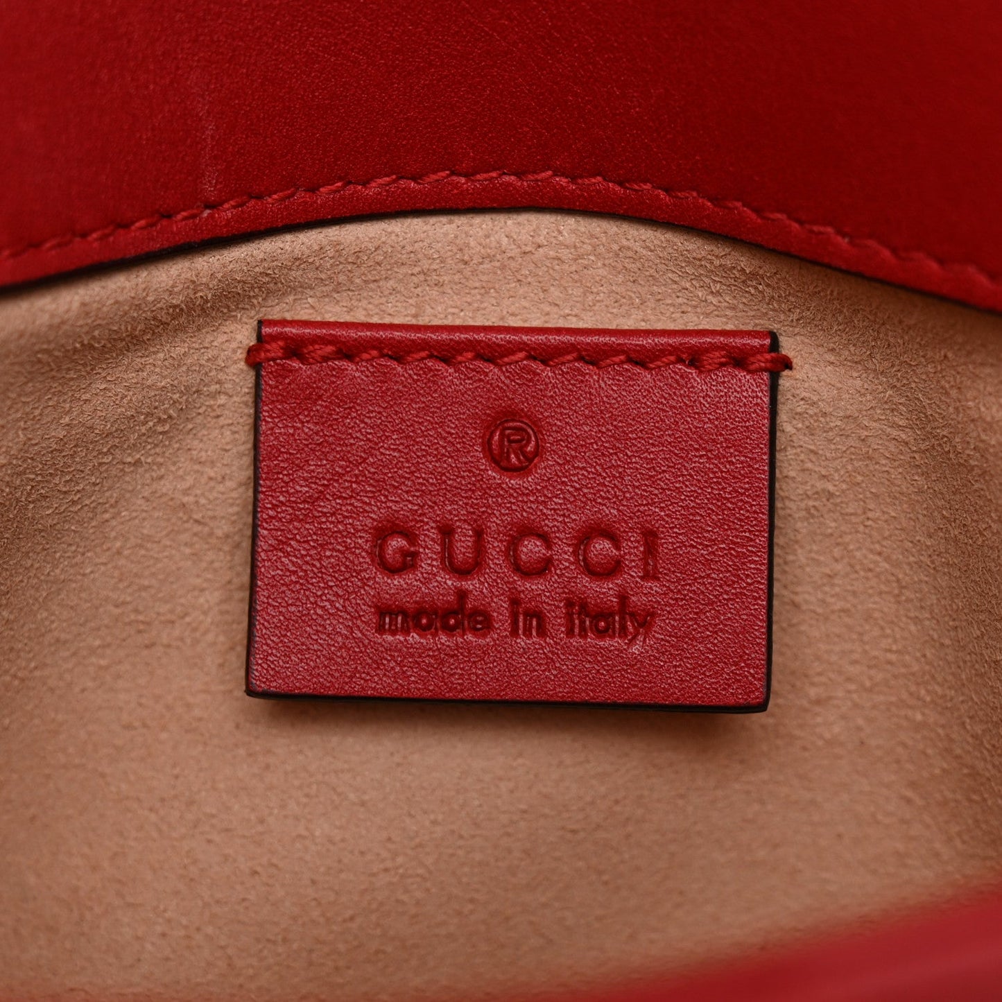 Calfskin Matelasse Super Mini GG Marmont Shoulder Bag Hibiscus Red
