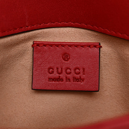 Calfskin Matelasse Super Mini GG Marmont Shoulder Bag Hibiscus Red