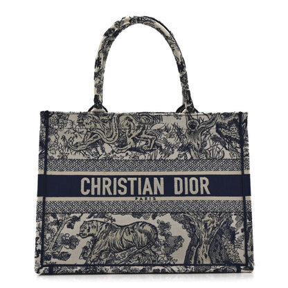 Canvas Embroidered Medium Dioriviera Toile De Jouy Book Tote Blue