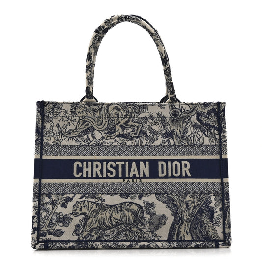 Canvas Embroidered Medium Dioriviera Toile De Jouy Book Tote Blue