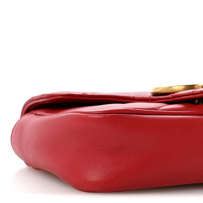 Calfskin Matelasse Super Mini GG Marmont Shoulder Bag Hibiscus Red