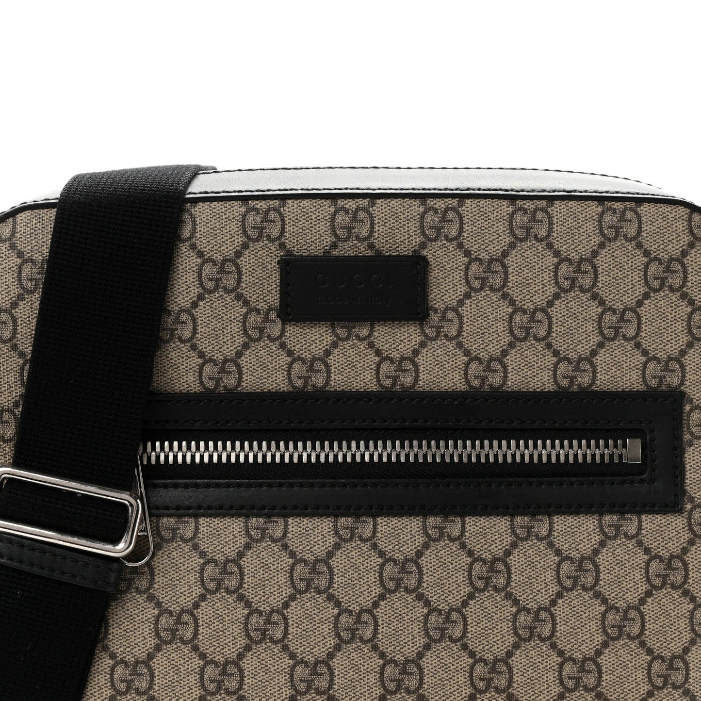 GG Supreme Monogram Flat Messenger Bag Beige Black New Acero