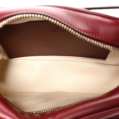 Calfskin Matelasse Small GG Marmont 2.0 Shoulder Bag Rosso Ancora