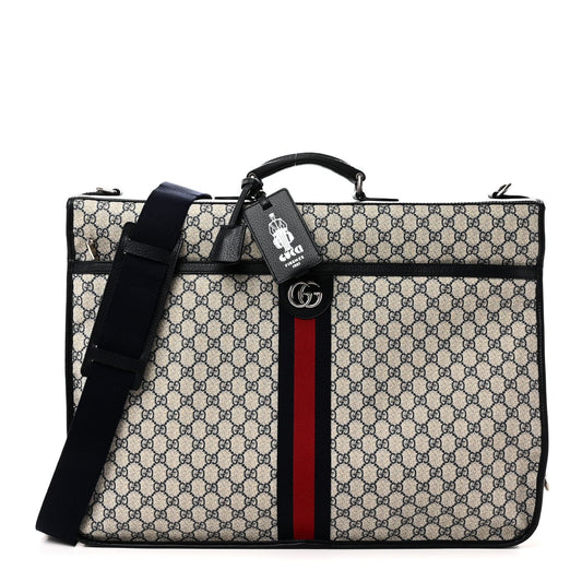 GG Supreme Monogram Web Savoy Garment Bag Beige Blue