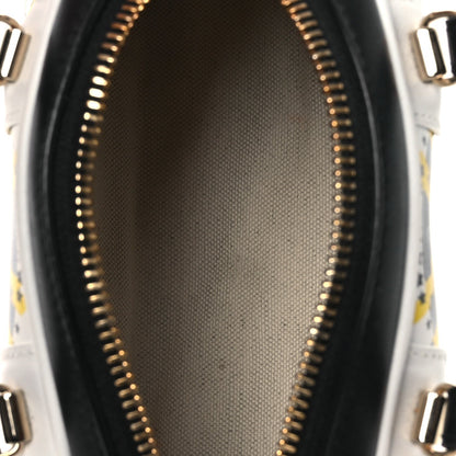 Calfskin Animal Print Micro Dior Vibe Zip Bowling Bag White Multicolor