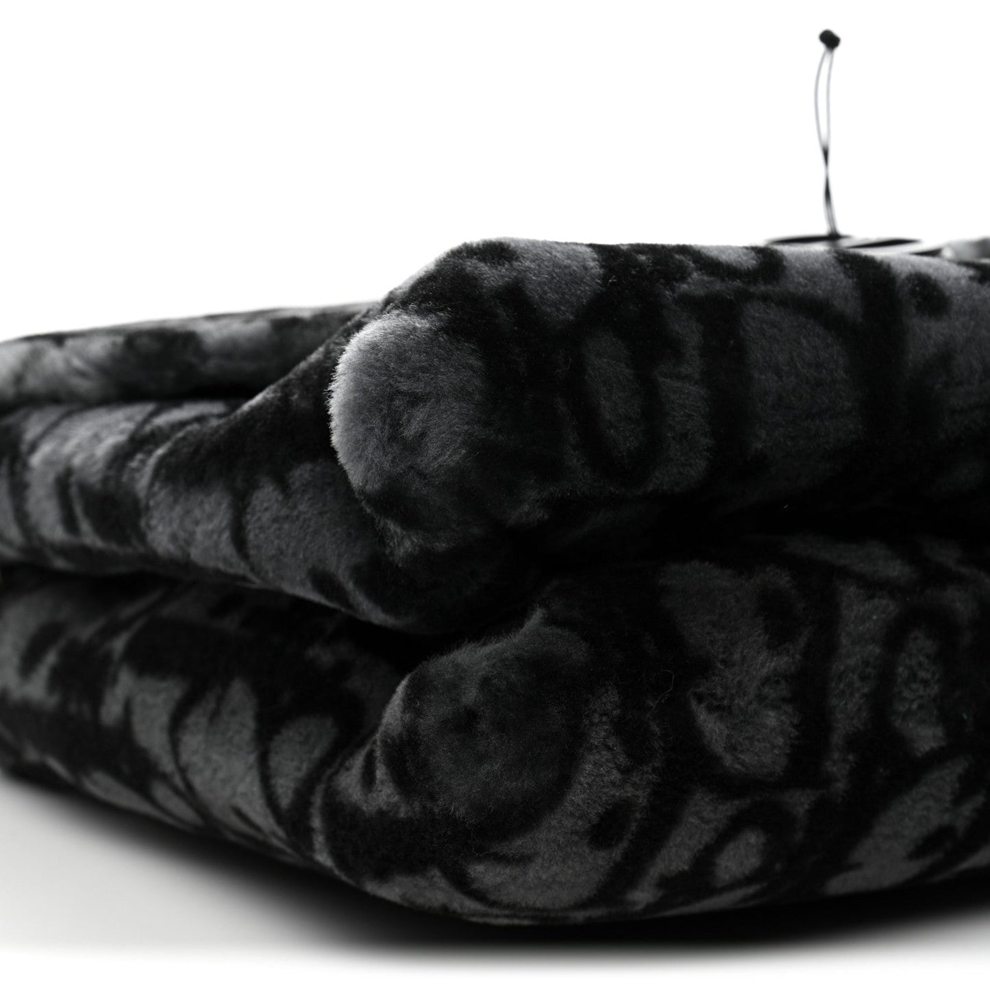 Oblique Mink Fur Saddle Soft Bag Dark Grey