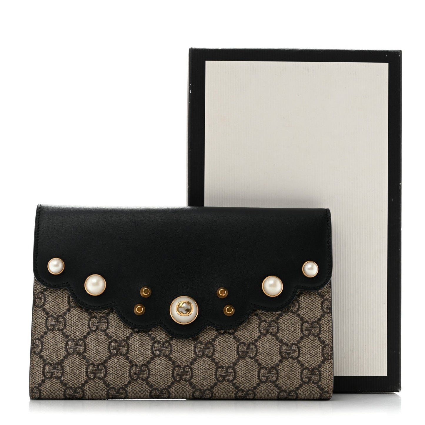 GG Supreme Monogram Mini Peony Pearly Black