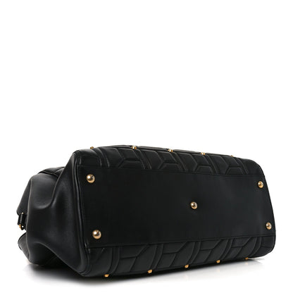Calfskin Matelasse Studded Medium GG Marmont Tote Black