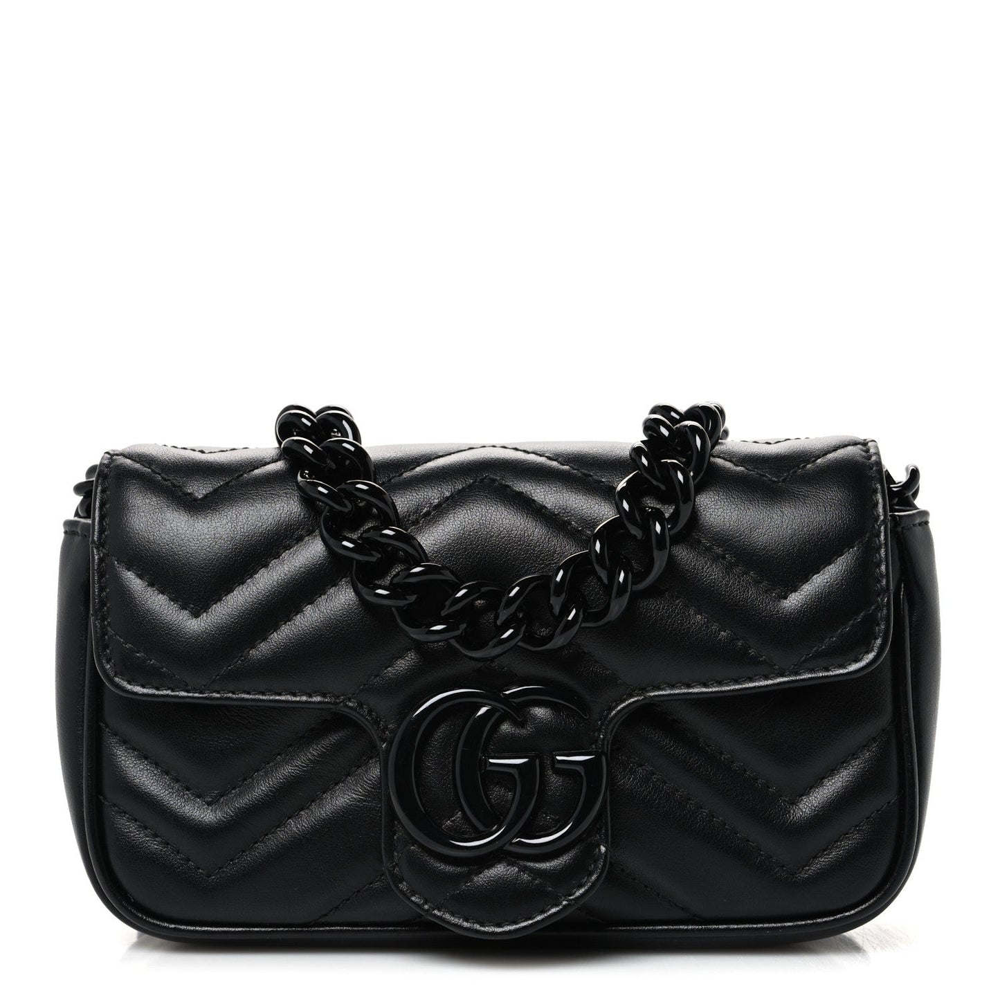 Calfskin Matelasse Monochrome GG Marmont Chain Belt Bag Black