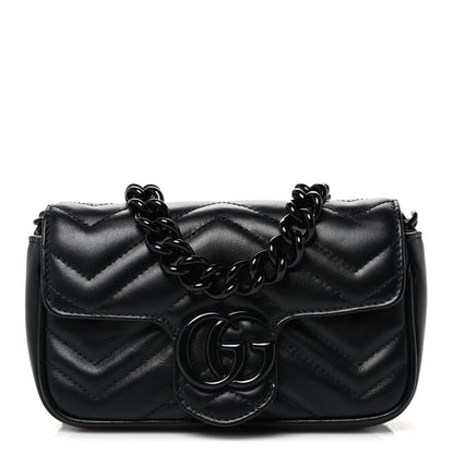 Calfskin Matelasse Monochrome GG Marmont Chain Belt Bag Black