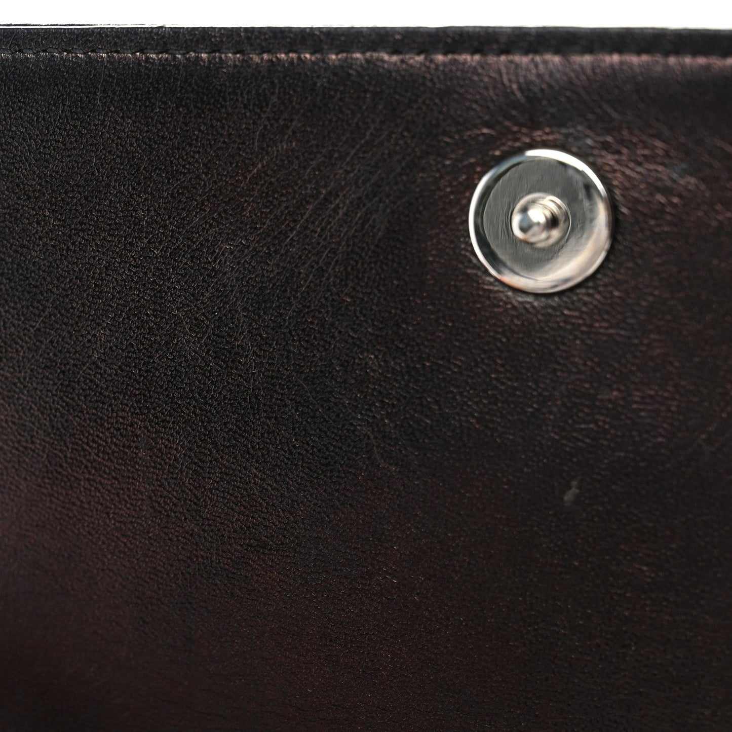 Grained Calfskin Diorama Wallet on Chain Pouch Black