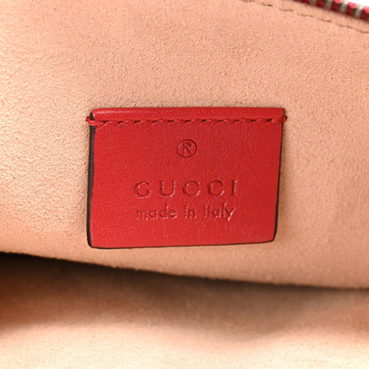 Calfskin Matelasse Small GG Marmont Double Zip Shoulder Bag Hibiscus Red