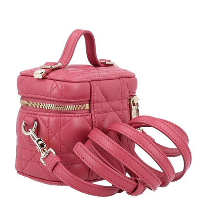 Lambskin Cannage Micro Vanity Case Strawberry Pink
