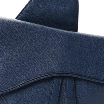 Grained Calfskin Mens Saddle Bag Navy Blue