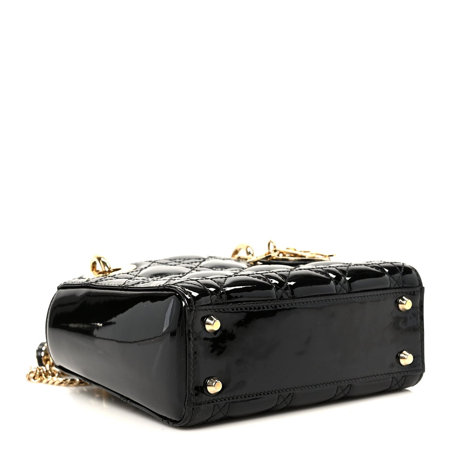 Patent Cannage Mini Lady Dior Black