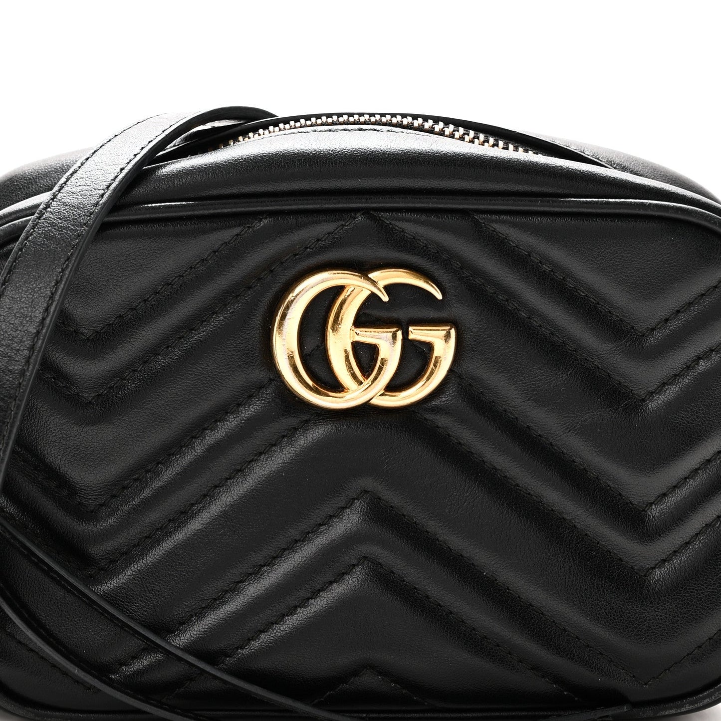 Calfskin Matelasse Mini GG Marmont Chain Shoulder Bag Black