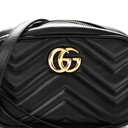 Calfskin Matelasse Mini GG Marmont Chain Shoulder Bag Black