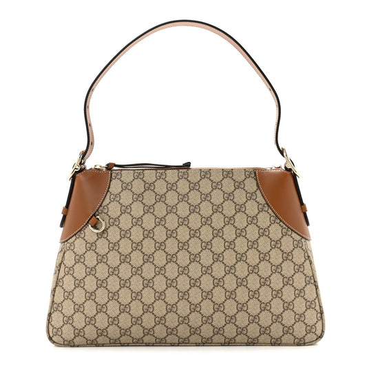 GG Supreme Monogram Emblem Medium Shoulder Bag Beige Ebony Sundial