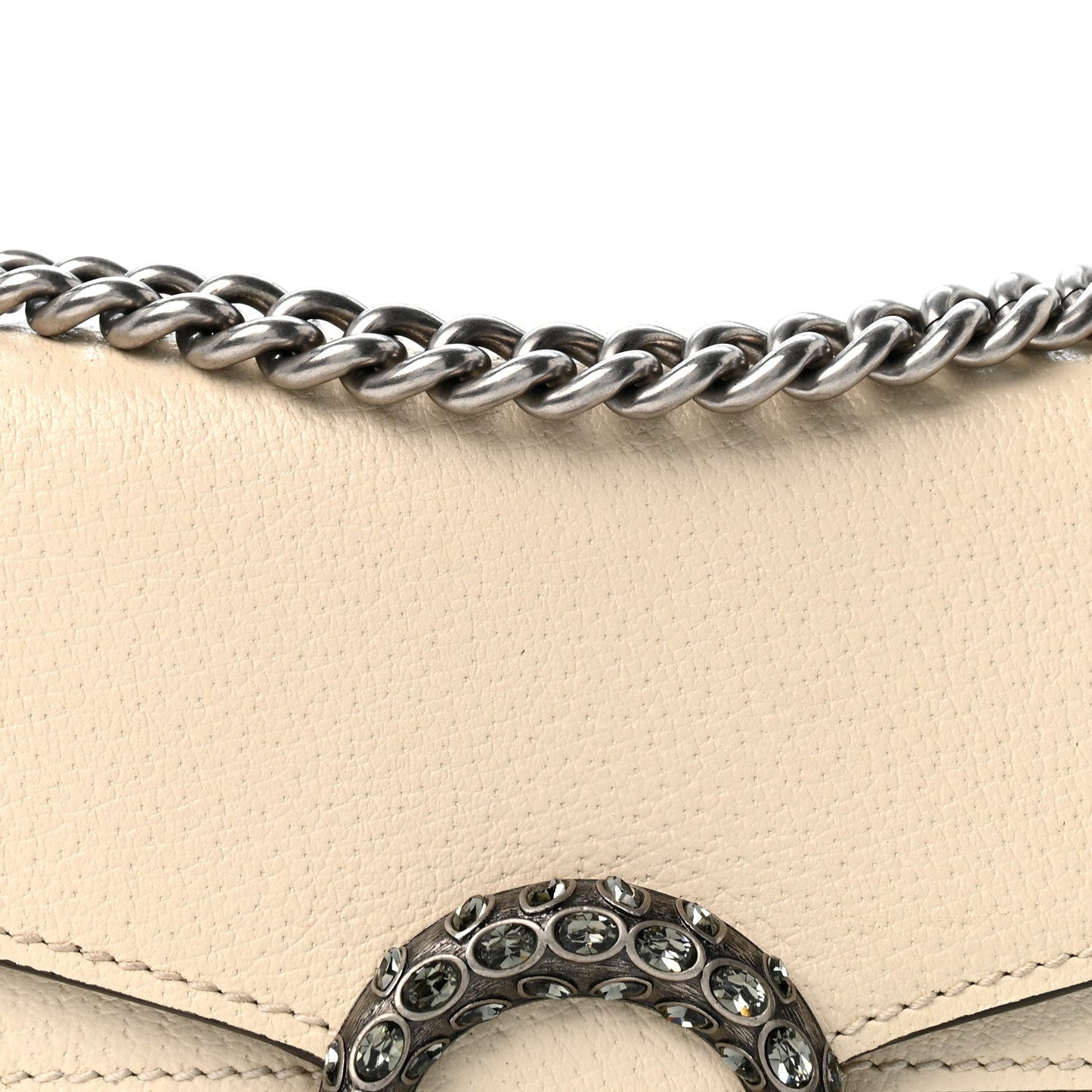 Textured Calfskin Crystal Mini Dionysus Shoulder Bag Mystic White