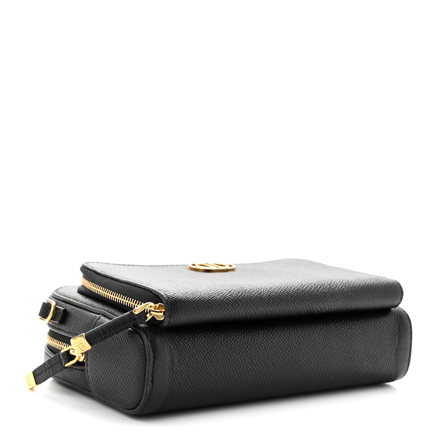 Grained Calfskin Caro Double Pouch Black