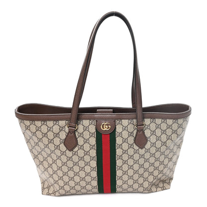 GG Supreme Monogram Medium Ophidia Shopping Tote Brown
