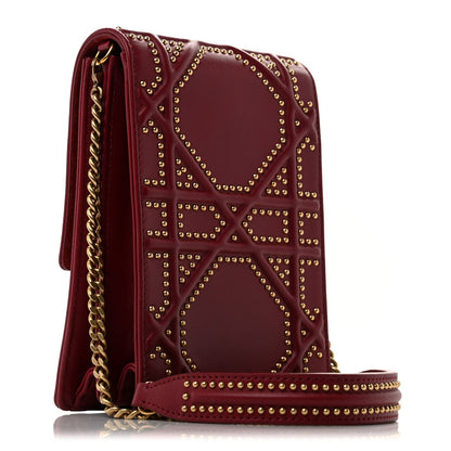 Lambskin Studded Vertical Diorama Spicy Red