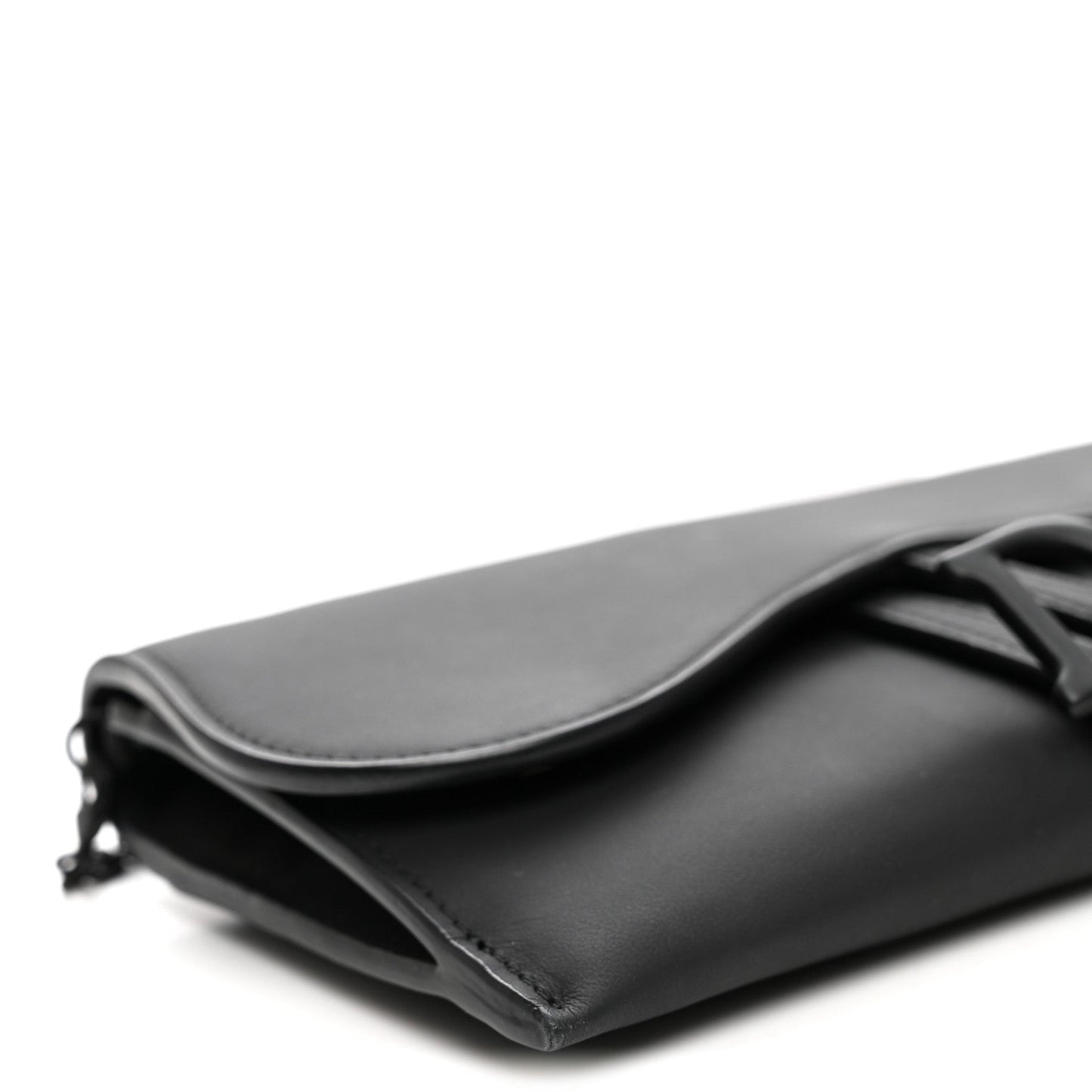 Ultra Matte Calfskin Saddle Chain Wallet Pouch Black
