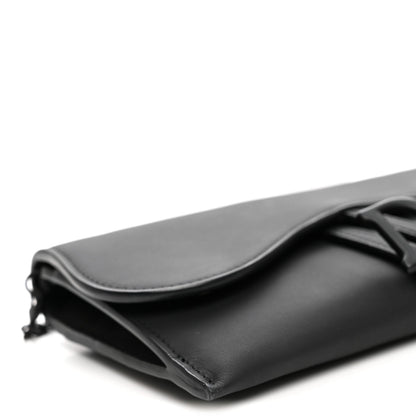 Ultra Matte Calfskin Saddle Chain Wallet Pouch Black
