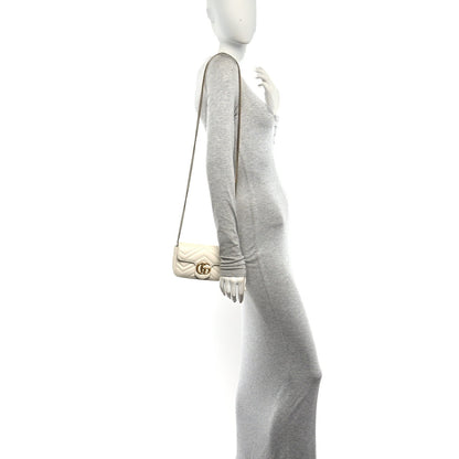 Calfskin Matelasse Super Mini GG Marmont Shoulder Bag White