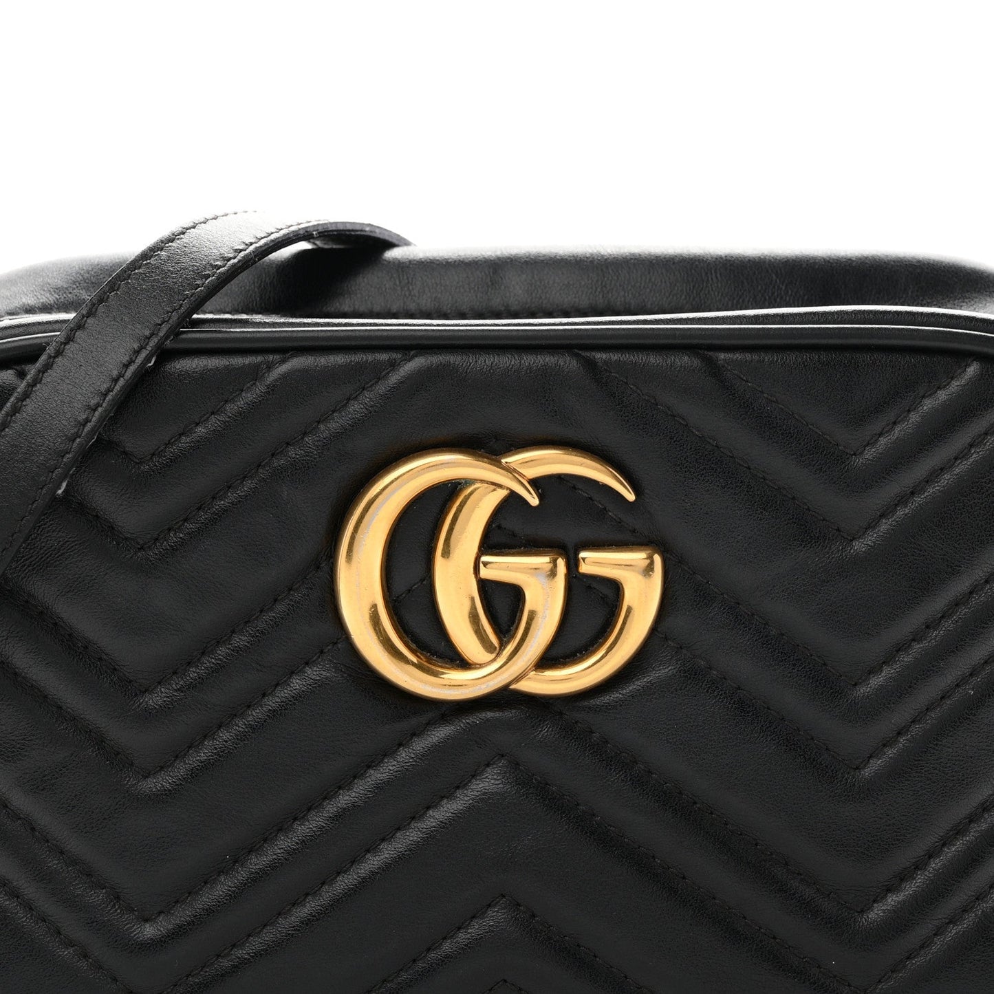 Calfskin Matelasse Small GG Marmont Chain Shoulder Bag Black