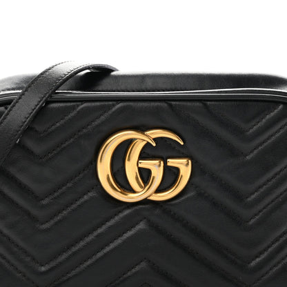 Calfskin Matelasse Small GG Marmont Chain Shoulder Bag Black
