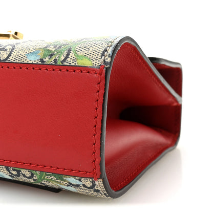 GG Supreme Monogram Blooms Small Padlock Shoulder Bag Beige Blue Navy Hibiscus Red