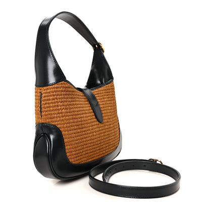 Straw Lux Boarded Dyana Lux Calfskin Small Jackie 1961 Hobo Natural Blue