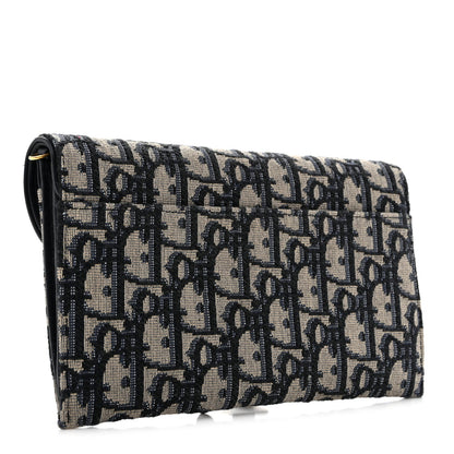 Oblique Saddle Chain Long Wallet Blue