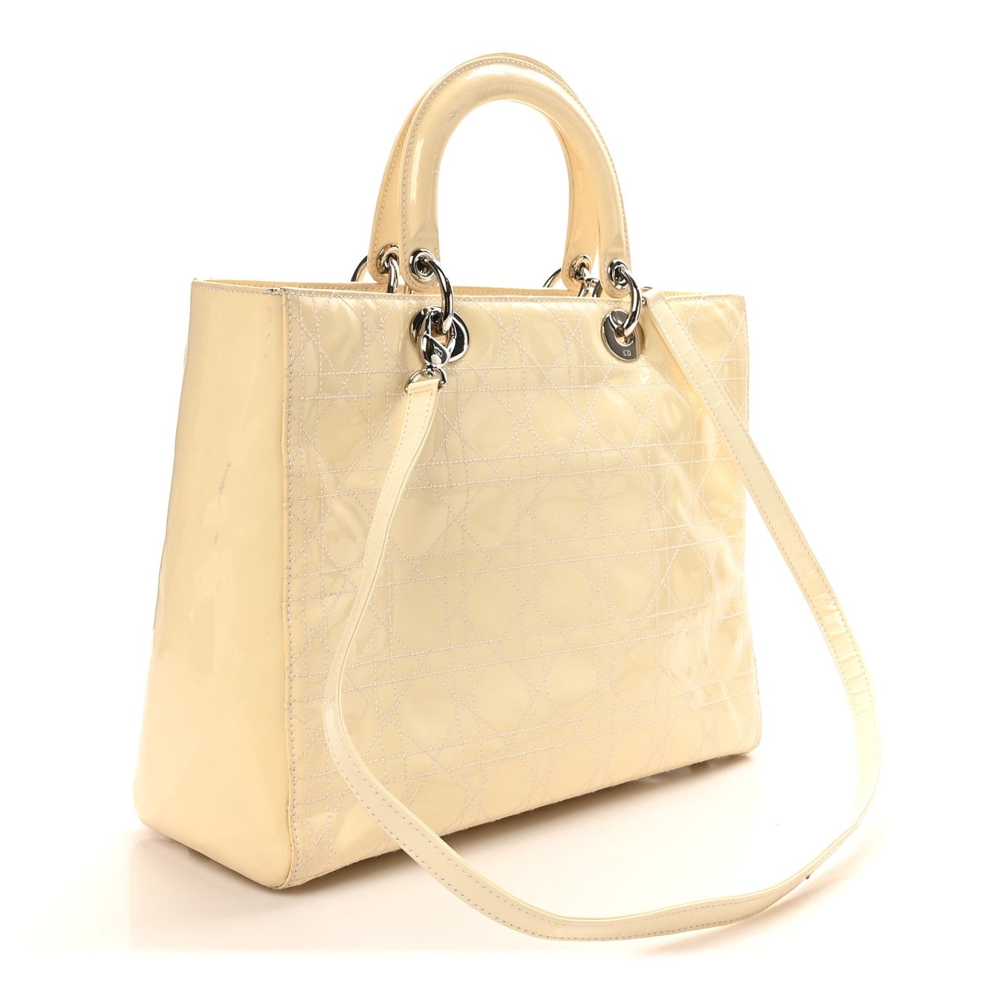 Patent Cannage Large Lady Dior White