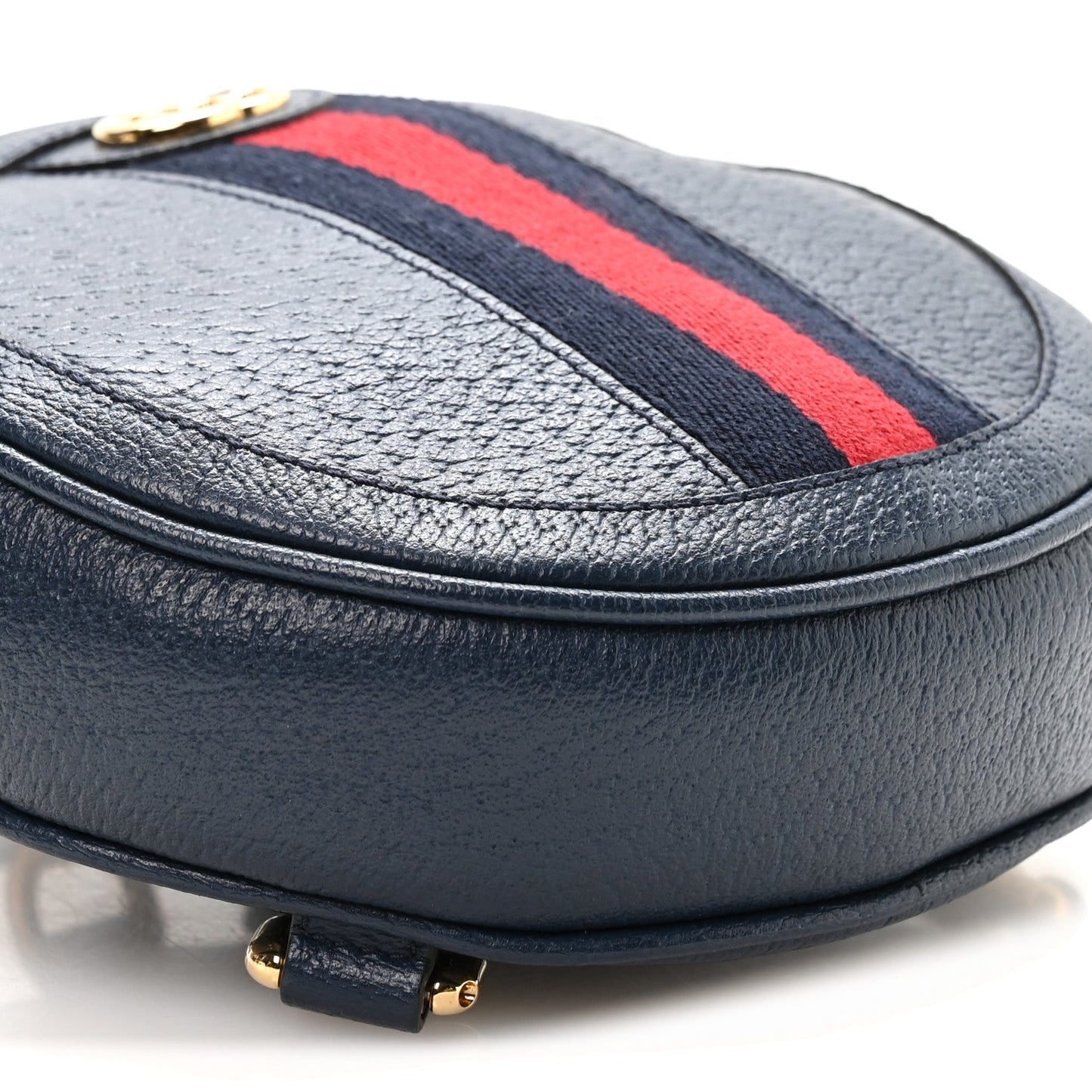Textured Calfskin Web Mini Ophidia Round Backpack Blue Agata