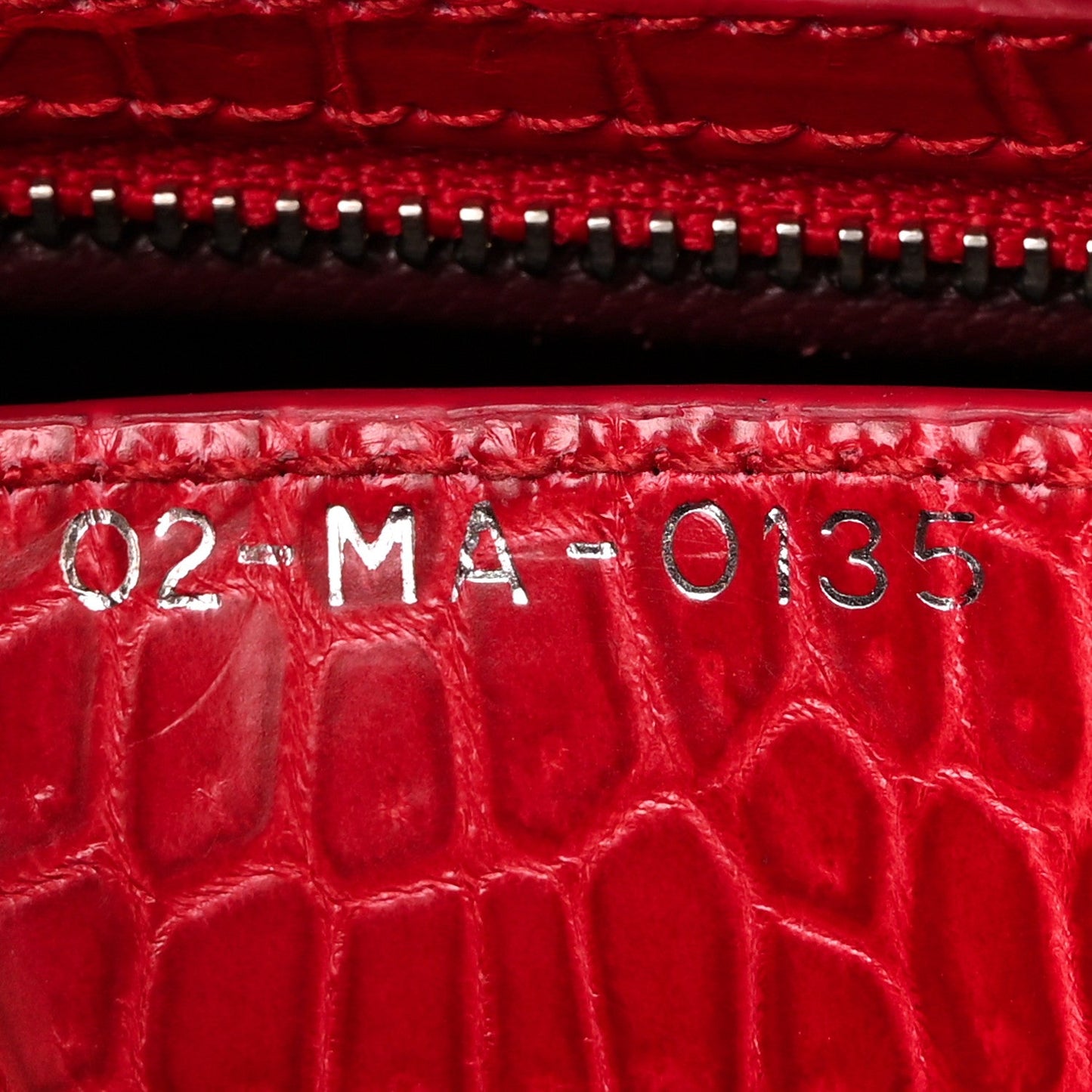 Alligator Medium Lady Dior Red