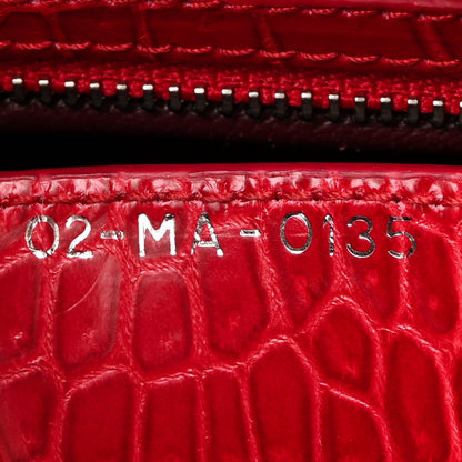 Alligator Medium Lady Dior Red