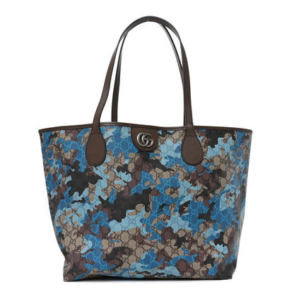 GG Supreme Monogram Camouflage Print Large Tote Beige Ebony New Acero Blue