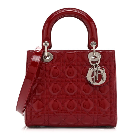 Patent Cannage Medium Lady Dior Red