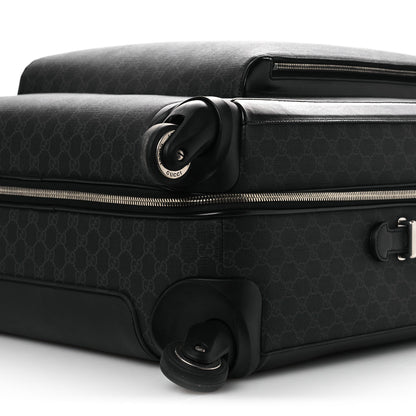 GG Supreme Monogram Large Four Wheel Suitcase Black Grey