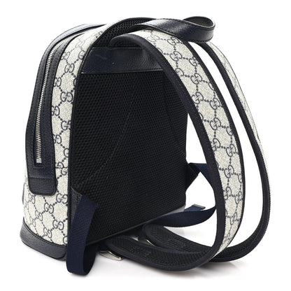 GG Supreme Monogram Textured Dollar Calfskin Web Small Ophidia Day Backpack Beige Blue Black