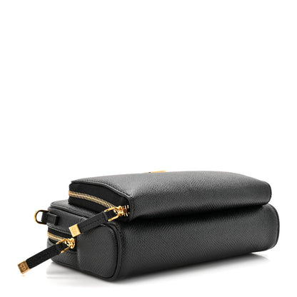 Grained Calfskin Caro Double Pouch Black