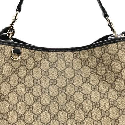 GG Supreme Monogram Medium Emblem Bucket Bag Beige Dark Brown Black